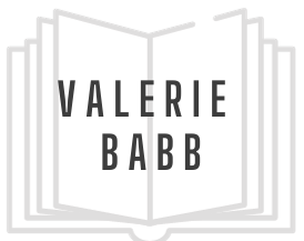 A vector image of an open book with the name Valerie Babb superimposed over the image.